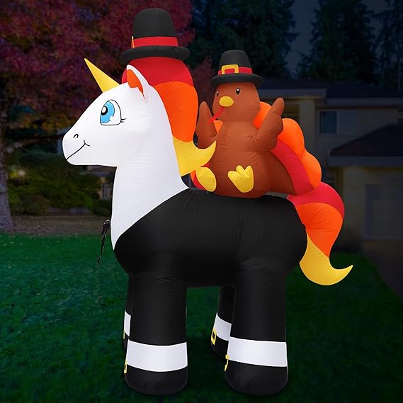 5ft Turkey & Pilgrim Unicorn Inflatable