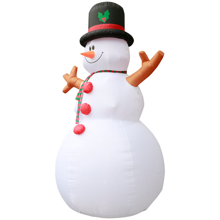 15ft Tall Christmas Giant Snowman Lawn Inflatable, Bright Lights, Built-in Fan, and Included Stakes and Ropes