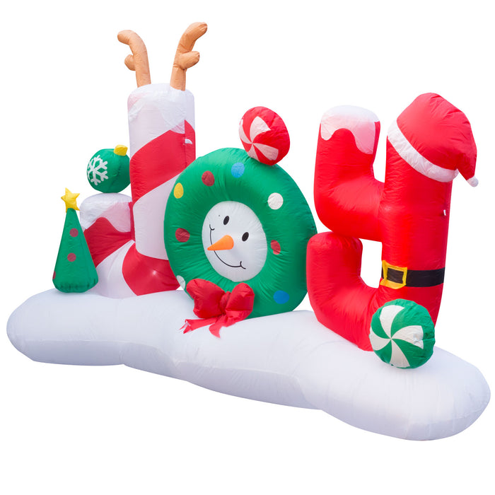 9ft Long Christmas "Joy" Sign Lawn Inflatable, Bright Lights, Built-in Fan, and Included Stakes and Ropes