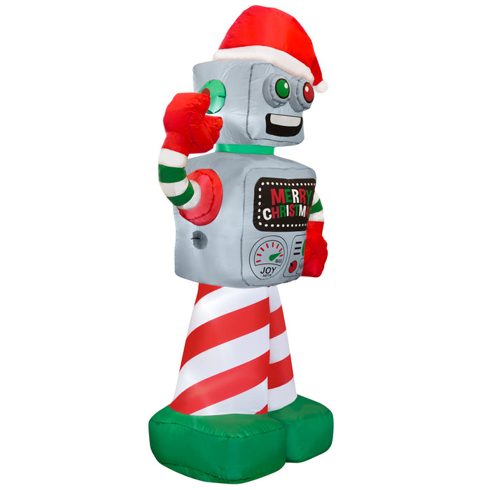6ft Tall Christmas Robot Lawn Inflatable, Bright Lights, Built-in Fan, and Included Stakes and Ropes