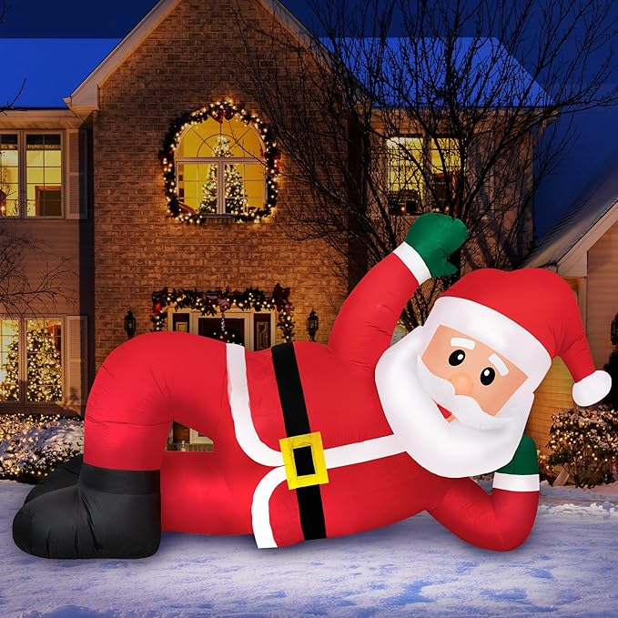 10ft Long Christmas Lounging Santa Lawn Inflatable