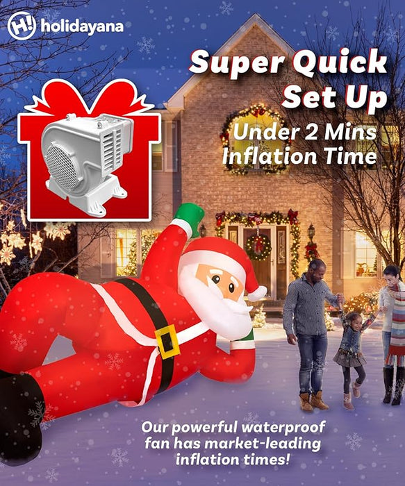 10ft Long Christmas Lounging Santa Lawn Inflatable