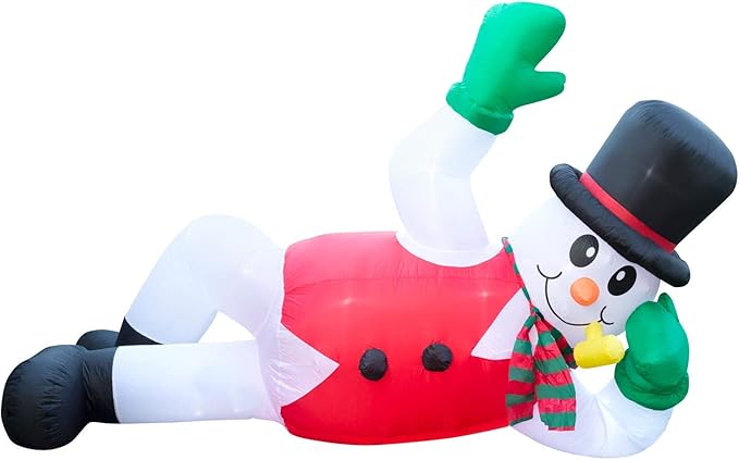 10ft Long Christmas Lounging Snowman Lawn Inflatable