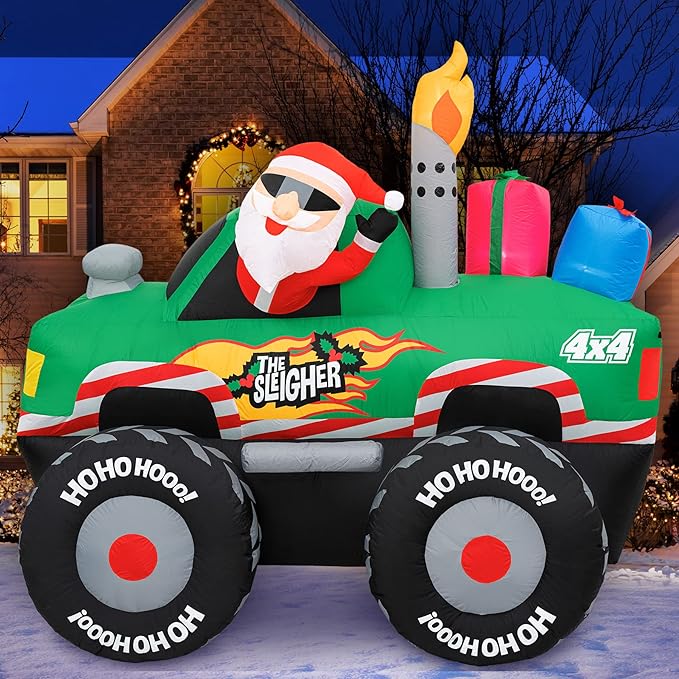 6 ft Santa's Monster Truck