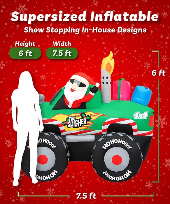 6 ft Santa's Monster Truck