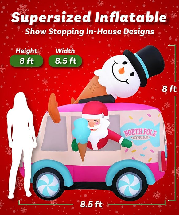 8ft Tall Santa Ice Cream Truck