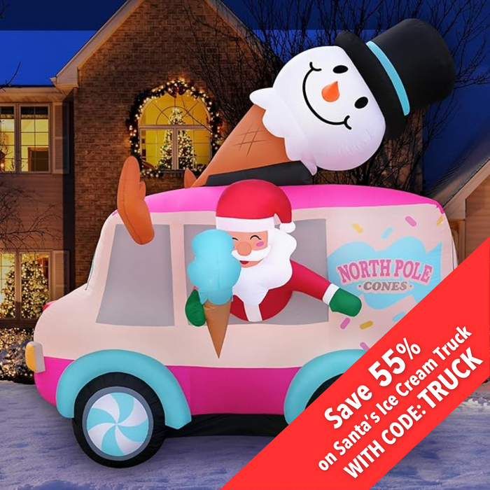 8ft Tall Santa Ice Cream Truck