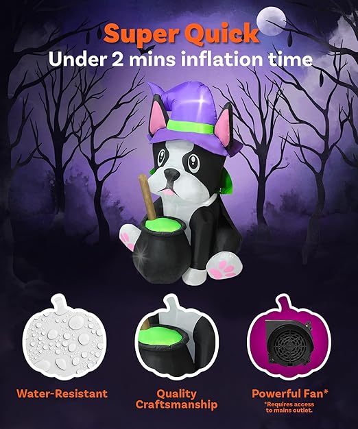 5ft Witch Dog Halloween Inflatable