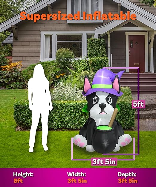 5ft Witch Dog Halloween Inflatable