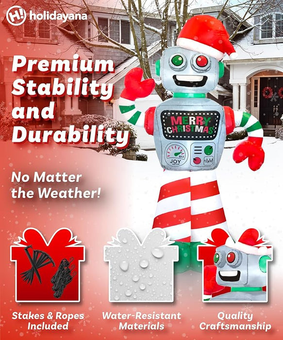 6ft Tall Christmas Robot Lawn Inflatable