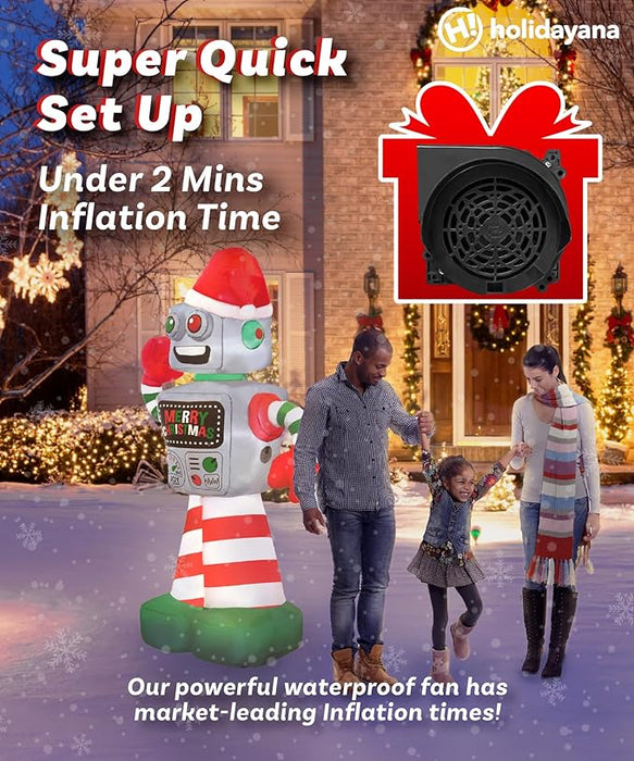 6ft Tall Christmas Robot Lawn Inflatable