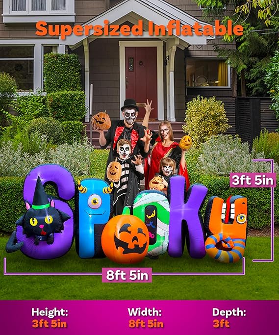 9ft Long Halloween "Spooky" Lawn Inflatable