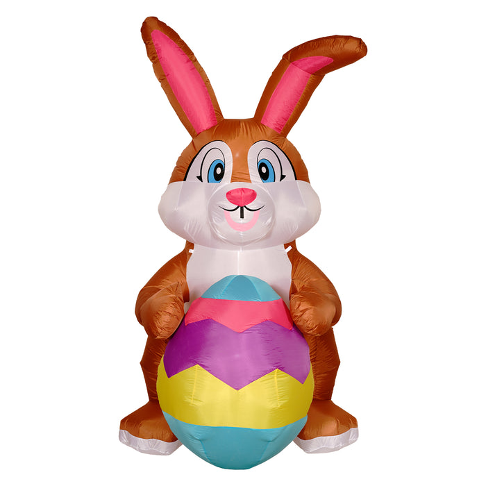 9ft Tall Easter Bunny with Egg Lawn Inflatable, Bright Lights, Built-in Fan, and Included Stakes and Ropes