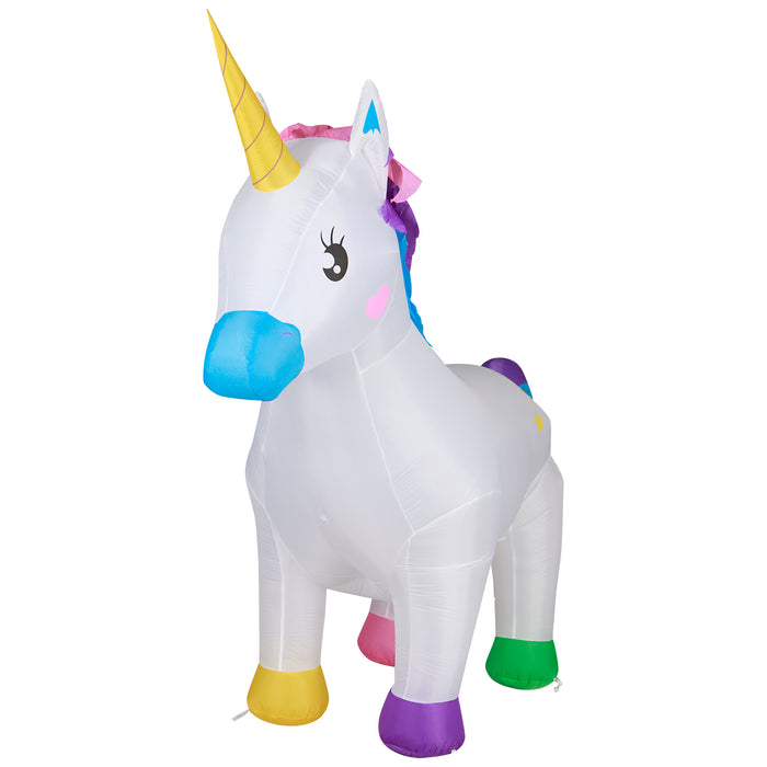 8ft Tall Magical Unicorn Lawn Inflatable, Bright Lights, Built-in Fan, and Included Stakes and Ropes