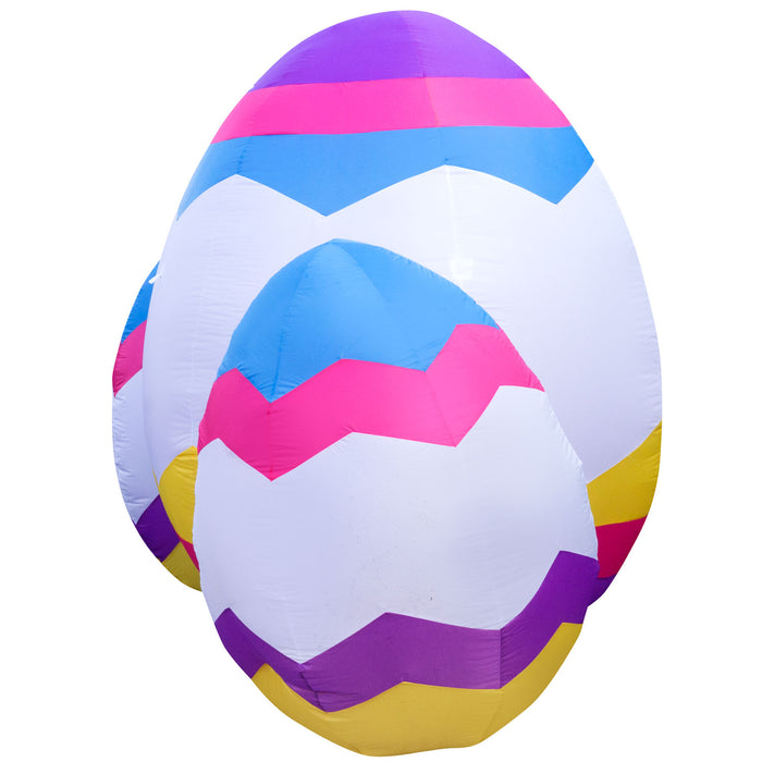 6ft Tall Easter Eggs Lawn Inflatable, Bright Lights, Built-in Fan, and Included Stakes and Ropes