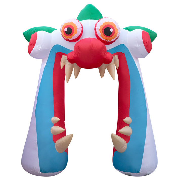 10ft Tall Halloween Clown Mouth Archway Lawn Inflatable, Bright Lights, Built-in Fan, and Included Stakes and Ropes