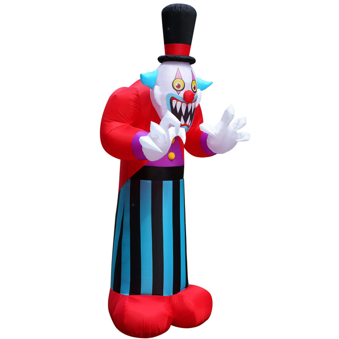 10ft Tall Halloween Towering Clown Lawn Inflatable, Bright Lights, Built-in Fan, and Included Stakes and Ropes
