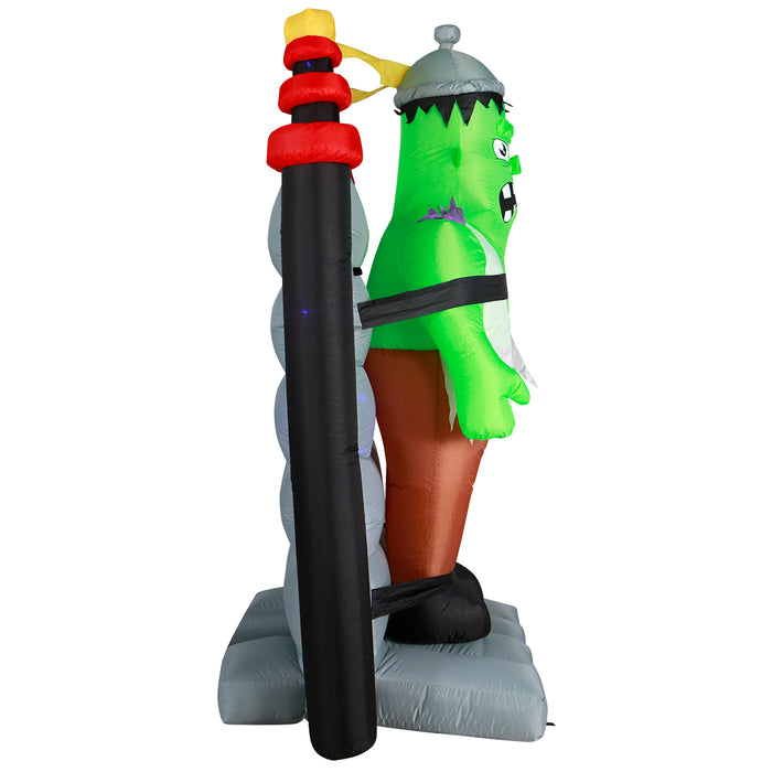 7ft Tall Halloween Shocking Shaking Monster Lawn Inflatable, Bright Lights, Built-in Fan, and Included Stakes and Ropes