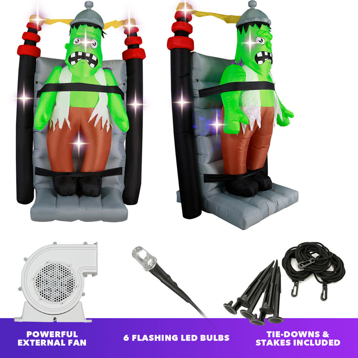 7ft Tall Halloween Shocking Shaking Monster Lawn Inflatable, Bright Lights, Built-in Fan, and Included Stakes and Ropes