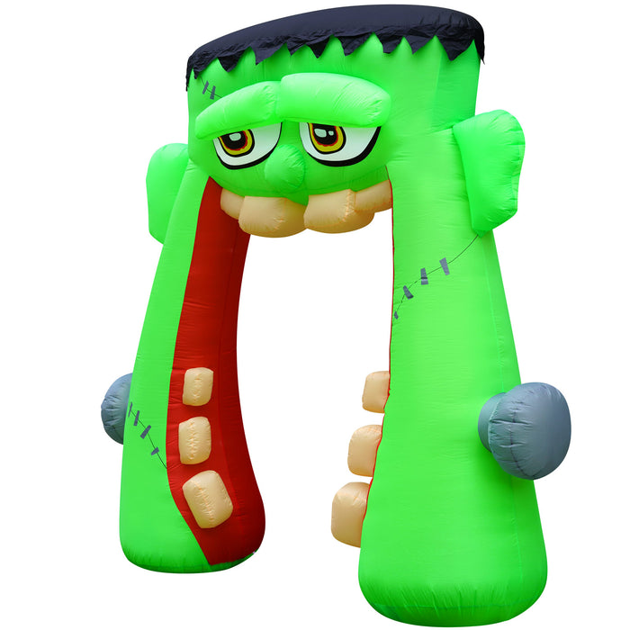 10ft Tall Halloween Monster Mouth Archway Lawn Inflatable, Bright Lights, Built-in Fan, and Included Stakes and Ropes