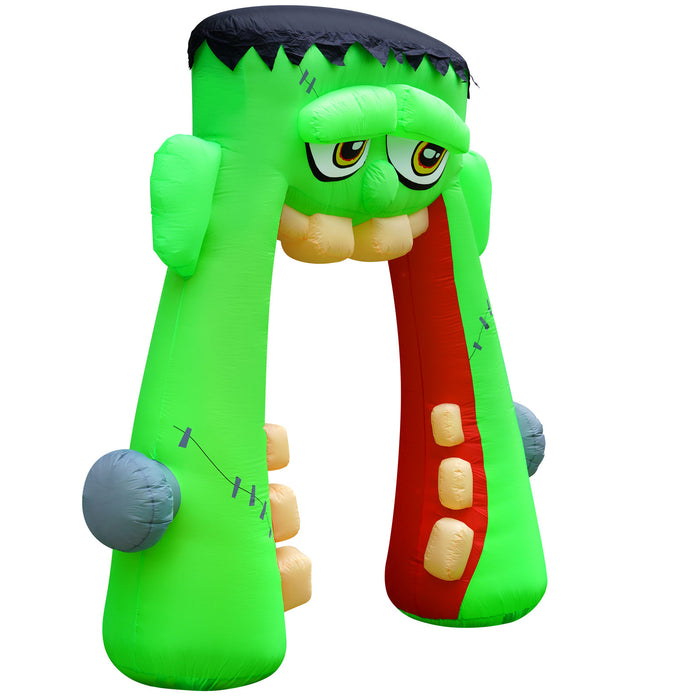 10ft Tall Halloween Monster Mouth Archway Lawn Inflatable, Bright Lights, Built-in Fan, and Included Stakes and Ropes