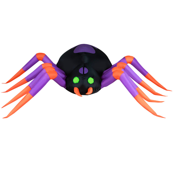 8ft Wide Halloween Creepy Crawly Spider Lawn Inflatable, Bright Lights, Built-in Fan, and Included Stakes and Ropes