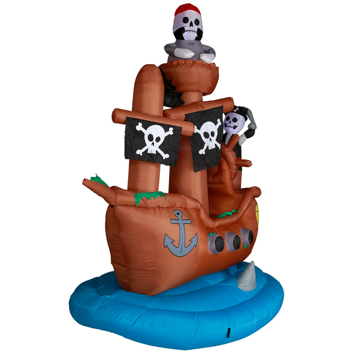 10ft Tall Halloween Ghost Pirate Ship Lawn Inflatable, Bright Lights, Built-in Fan, and Included Stakes and Ropes