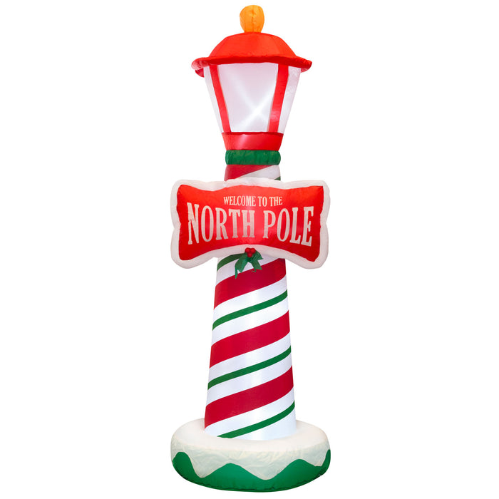 6ft Tall Christmas North Pole Lamp Lawn Inflatable, Bright Lights, Built-in Fan, and Included Stakes and Ropes