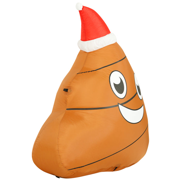 4ft Tall Christmas Poop Lawn Inflatable, Bright Lights, Built-in Fan, and Included Stakes and Ropes