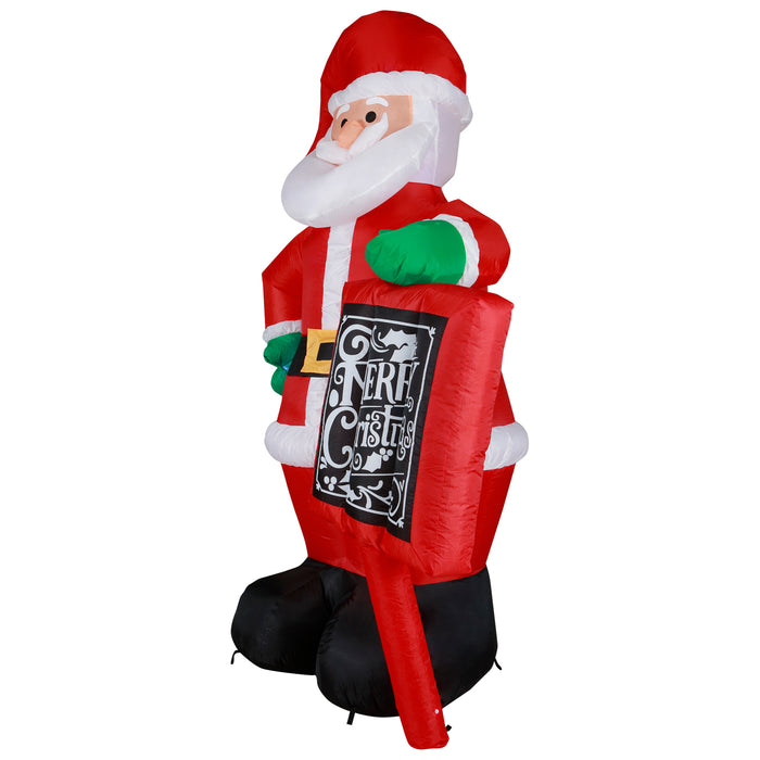 10ft Tall Christmas Santa with Sign Lawn Inflatable, Bright Lights, Built-in Fan, and Included Stakes and Ropes