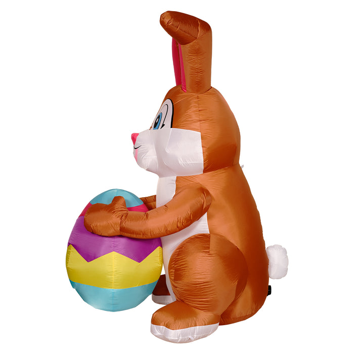 9ft Tall Easter Bunny with Egg Lawn Inflatable, Bright Lights, Built-in Fan, and Included Stakes and Ropes