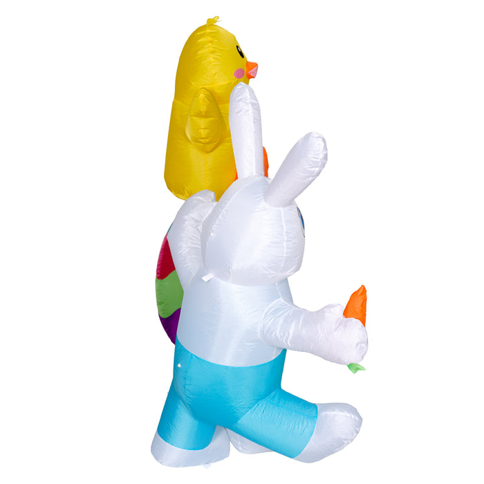 6ft Tall "Happy Easter" Sign Lawn Inflatable, Bright Lights, Built-in Fan, and Included Stakes and Ropes